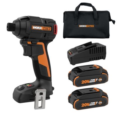 WORX 20V Brushless 1,800 in./lb. Compact 1/4 in. Impact Driver Includes 2 2.0Ah Batteries and Charger