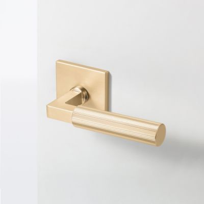 McBowery Mila Champagne Gold Modern Linear Double Dummy Interior Door Handle with Square Rosette and Concealed Screws
