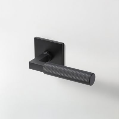 McBowery Mila Matte Black Modern Linear Double Dummy Interior Door Handle with Square Rosette and Concealed Screws
