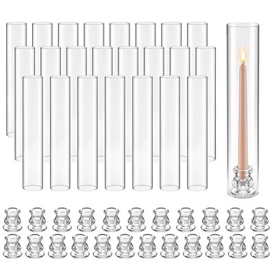 VEVOR Hurricane Candle Holders Set of 24, 2.56 x 13.78in. Tall Clear Glass Cylinder Candleholder Sleeve