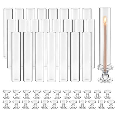 VEVOR Hurricane Candle Holders Set of 24, 12.6 in. Tall Clear Glass Taper Candle Holders