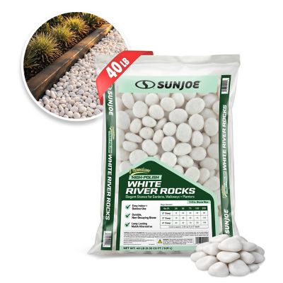 Sun Joe Premium High-polish White Decorative River Rocks 1-2 in. Stone Size 40 lb., Bag