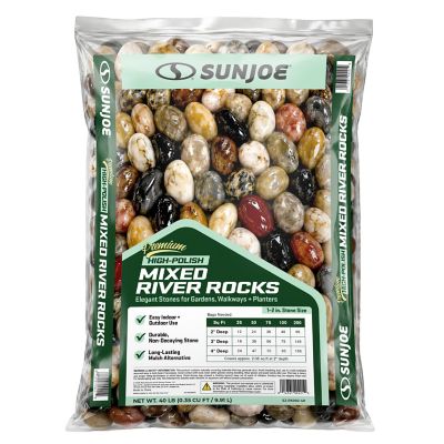 Sun Joe Premium High-polish Mixed Decorative River Rocks 1-2 in. Stone Size 40 lb., Bag