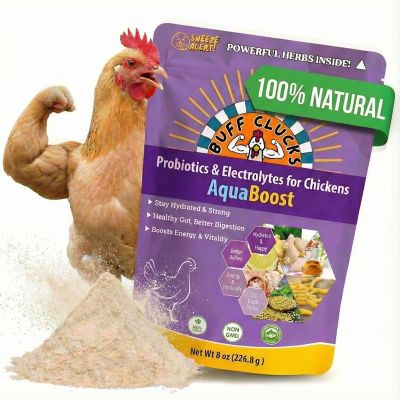 Buff Clucks AquaBoost electrolytes and probiotics for chickens