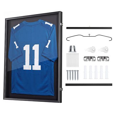 VEVOR Jersey Frame Display Case, 35.4 x 27.6 x 1.5in, Lockable Wooden Sport Jersey Shadow Box