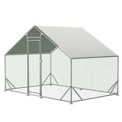 Modern Muse Large Metal Chicken Coop, Walk-in Run, Galvanized Poultry/Rabbit/Duck Cage, Waterproof UV Cover Outdoor