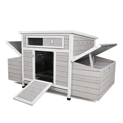 Modern Muse Large Wooden Chicken Coop Outdoor Hen House Poultry Cage for Outdoor with 2 Sides Nesting Boxes