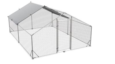 Modern Muse Large Metal Walk-in Poultry/Rabbit Coop Spire Roof Waterproof UV Cover, 13.1 x 9.8 x 6.4ft.