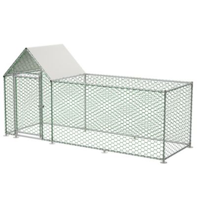 Modern Muse Metal Chicken Coop Run Backyard Hen House Poultry Habitat Cage with Cover