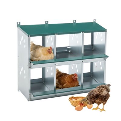 Modern Muse Metal Poultry Nest Box, Wall Mount, Vented Holes, Large, for Hens & Eggs, ZXR-W1422P246452
