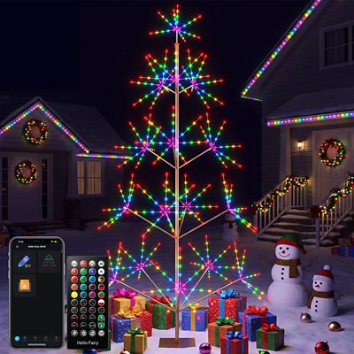 Avatar Controls 8 ft. Smart Pre-lit Firework Tree Lights with Programmabe RGB LED Fairy Lights Color Changing App-controlled