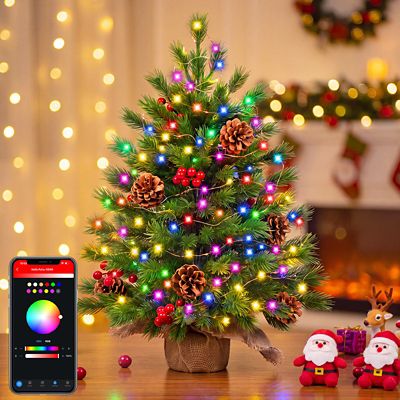 Avatar Controls 24 in. Desktop Mini Green Christmas Tree with Smart RGB Fairy Lights Hello Fairy App-Controlled