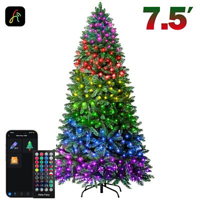 Avatar Controls 7.5 ft. Smart Pre-lit Green Christmas Tree with Programmabe RGB LED Fairy Lights Color Changing App-Controlled