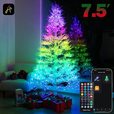 Avatar Controls 7.5 ft. Smart Pre-lit White Coral Christmas Tree with Programmabe RGB LED Fairy Lights Color Changing