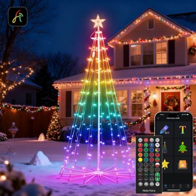 Avatar Controls 9 ft. Smart Pre-lit Cone Christmas Tree Lights with Programmabe RGB LED Fairy Lights
