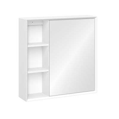 RiverRidge Home Medicine Wall Cabinet with Mirror, Soft-Close Hinges, 3 Open Side Shelves, and 2 Adjustable Shelves, White
