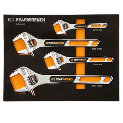 GEARWRENCH 4 pc. Adjustable Wrench Set with Foam Storage Tray