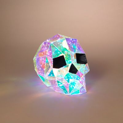 Gerson International UL Electric Indoor/Outdoor Holographic Halloween Skull Light 8.3 in. H