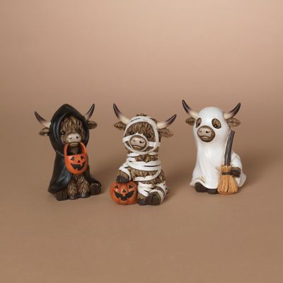 Gerson International Resin Halloween Highland Cows, Large 4.7 in. H, Set of 3