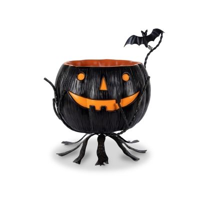 Gerson International MGO & Metal Jack-O-Lantern with Bat Candy Holder 24 in. H