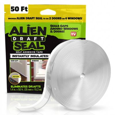 Alien 1.4 in x 50 ft. Transparent Self-Adhesive Instant Insulation Door & Window Draft Seal Weatherstrip