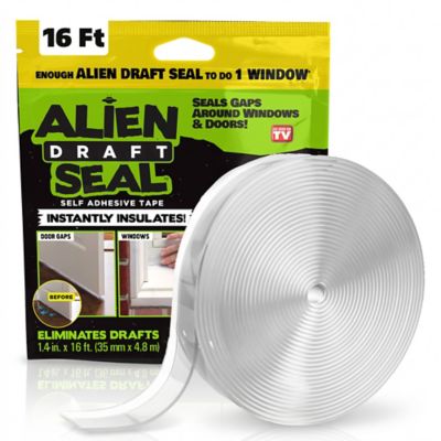 Alien 1.4 in x 16 ft. Transparent Self-Adhesive Instant Insulation Door & Window Draft Seal Weatherstrip