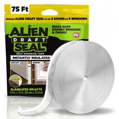 Alien 1.4 in x 75 ft. Transparent Self-Adhesive Instant Insulation Door & Window Draft Seal Weatherstrip