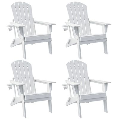 Upland HDPE Folding Adirondack Chair with Cup Holder,Weather-Resistant, Low Maintenance,Supports up to 400 lb., White, 4 pk.