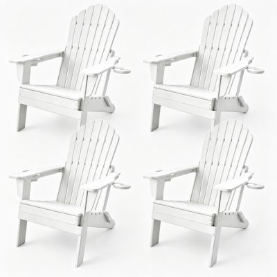 Upland Upgraded Folding HDPE Adirondack Chair: All-Weather, High Back, Dual Cup Holders & Phone Slot