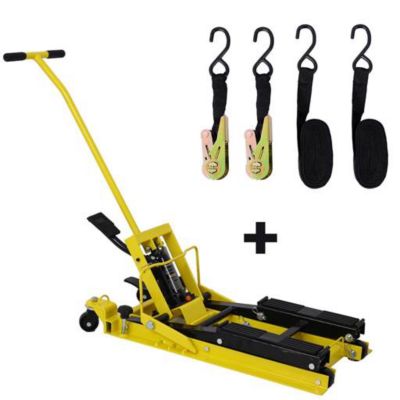 TMB Hydraulic Motorcycle Lift with Tie Down, 1500 lb. Capacity, yellow