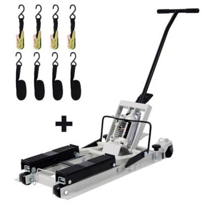 TMB Hydraulic Motorcycle Lift with Tie Down, 1500 lb. Capacity, gray