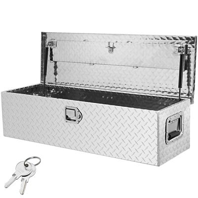 VEVOR 39 x 13 x 10in. Heavy Duty Aluminum Truck Bed Tool Box, Diamond Plate Tool Box with Side Handle and Lock Keys Sliver