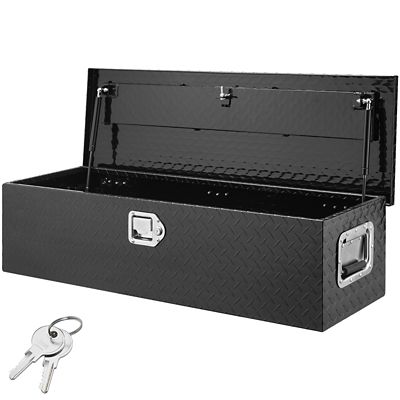 VEVOR 39 x 13 x 10in. Heavy Duty Aluminum Truck Bed Tool Box, Diamond Plate Tool Box with Side Handle and Lock Keys, Black