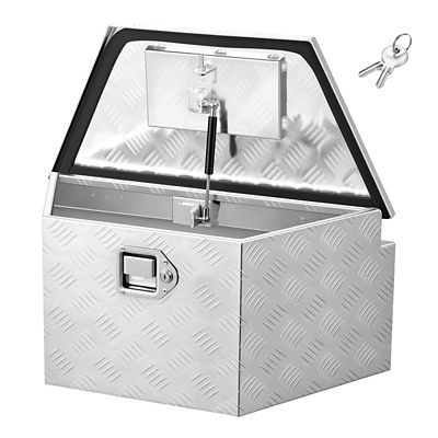 VEVOR Trailer Tongue Box, 26 x 13 x 12in. Aluminum Trailer Tongue Tool Box Silver