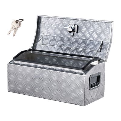 VEVOR 30 x 13 x 13in. Heavy Duty Aluminum Truck Bed Tool Box, Stripes Plated Tool Box with Side Handle and T-Lock Keys