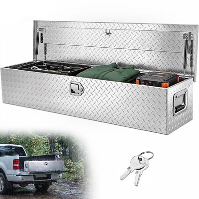 VEVOR 48 x 15 x 15in. Heavy Duty Aluminum Truck Bed Tool Box, Diamond Plate Tool Box with Side Handle and Lock Keys