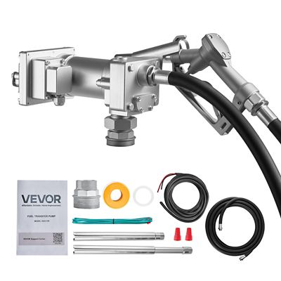 VEVOR Fuel Transfer Pump, 12 V DC 15 GPM, Cast Iron Diesel Transfer Pump Kit, with Manual Shut-Off Nozzle