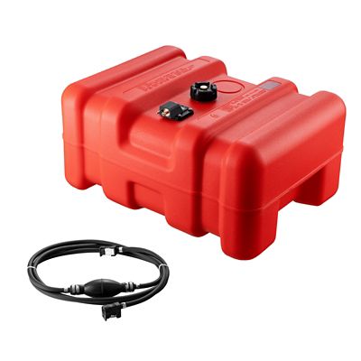VEVOR Portable Fuel Tank, 12 gal. 55L, Plastic Outboard Marine Tank with Hose
