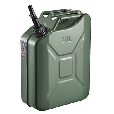 VEVOR Metal Fuel Container, 5.3 gal., Fuel Jerry Can with Spout and Comfort Handle, Green