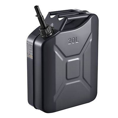 VEVOR Metal Fuel Container, 5.3 gal., Fuel Jerry Can with Spout and Comfort Handle, Black