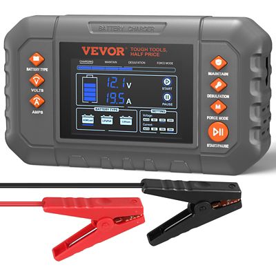 VEVOR Smart Battery Charger, 20-Amp, Lithium LiFePO4 Lead-Acid (AGM/Gel/SLA) Car Battery Charger with LCD Display