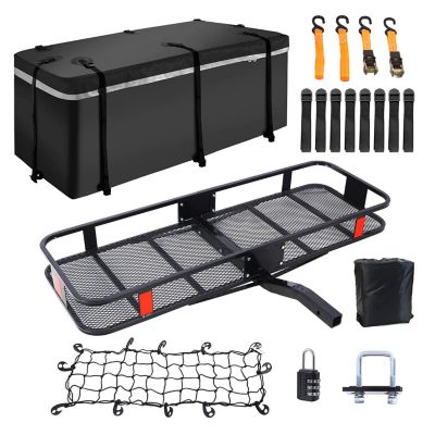 Trustmade Hitch Cargo Carrier Basket 60x21x6 Waterproof Bag 13 cu. ft. 500 lb. Folding Arm Hitch Stabilizer Net