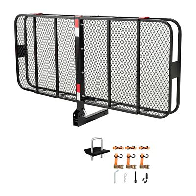 Trustmade Hitch Cargo Carrier 70x30x6 500 lb. Nighttime Reflective Folding Mount Hitch Lock for 2 in. Receiver SUVs