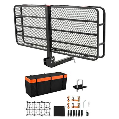 Trustmade Hitch Cargo Carrier 60 x 24 x 6 500 lb. Cargo Net Hook Waterproof Bag Folding Mount Ratchet Straps SUVs