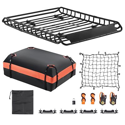 Trustmade Roof Rack Basket 51 x 36 x 4.1in., Rooftop Carrier with Cargo Bag, Net, Straps, 200 lb. Capacity for SUV Truck Car