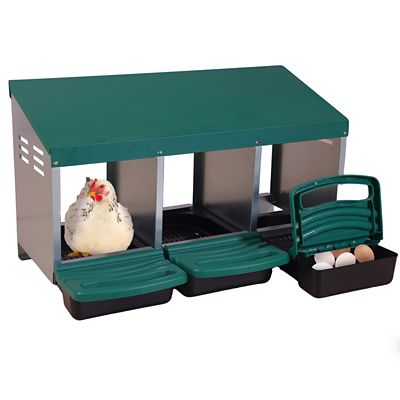 Aivituvin Chicken Nesting Box,Roll-Away Egg Tray, 3 Compartments,Green