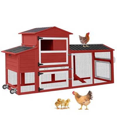 Aivituvin Mobile Chicken Tractor AIR61, Chicken Coops on Wheels for 2-3 Chickens, 18.49 ft. sq.