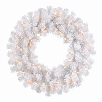 SterlingWhite Sacramento Spruce Wreath 30 in. Pre-Lit