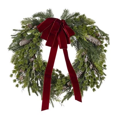 Hallmark Natural Pine Wreath with Red Velvet Ribbon