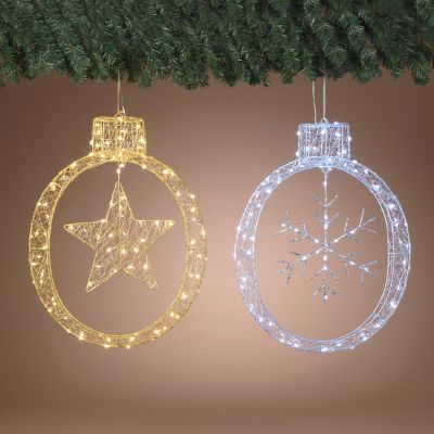 Gerson International UL Electric Lighted Snowflake & Star Ornaments Set of 2 20 in.H